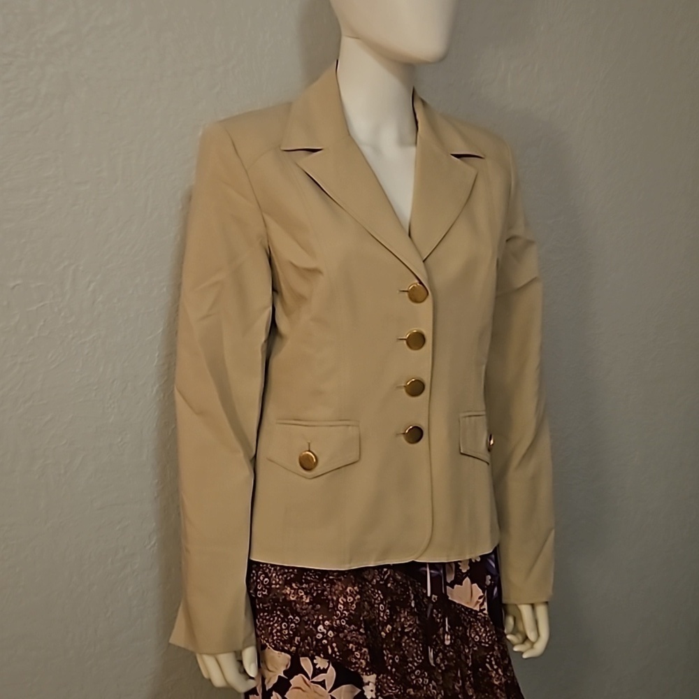 Vtg JULIANA COLLEZIONE Luxury Tailored  Oatmeal Office Blazer Suit Coat - Picture 2 of 10